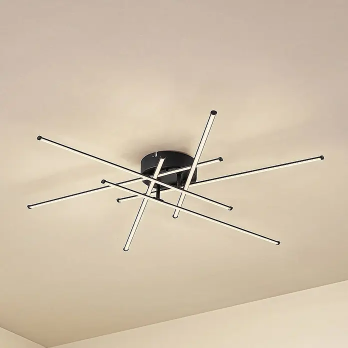Lindby Deckenleuchte Elviano - L x B x H: 80 x 80 x 9 cm, schwarz, schwarz