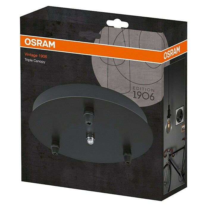 Osram Lampenbaldachin Triple Canopy Vintage 1906 (Schwarz, Durchmesser: 200 mm)