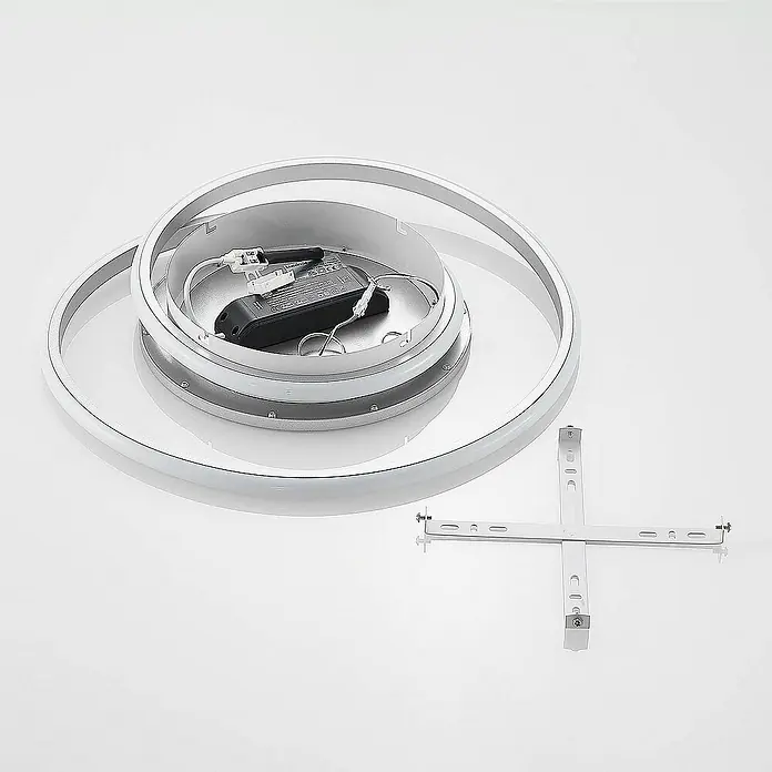 Lucande Deckenleuchte Noud - L x B x H: 49 x 45 x 6 cm, chrom / silber
