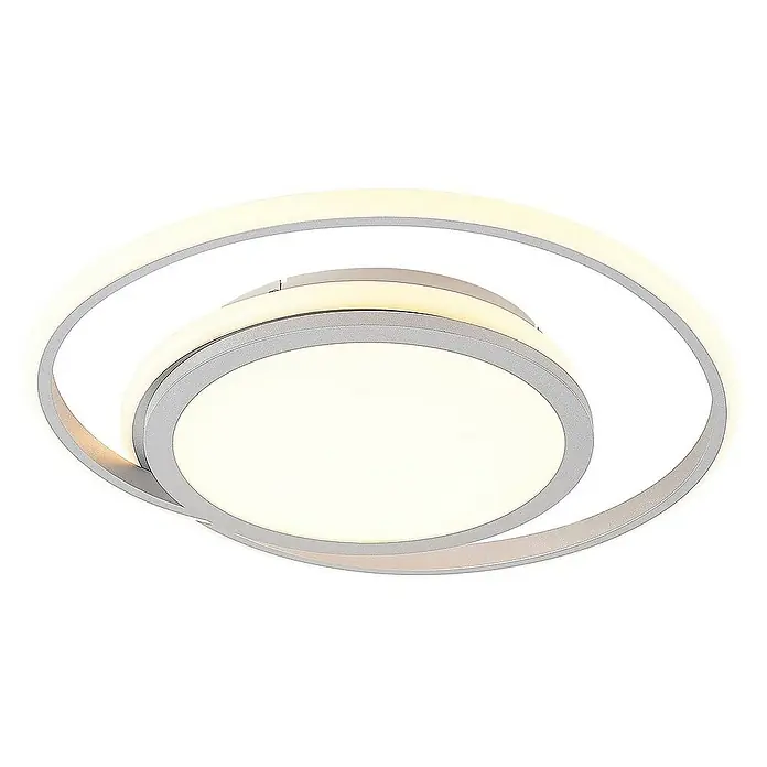 Lucande Deckenleuchte Noud - L x B x H: 49 x 45 x 6 cm, chrom / silber