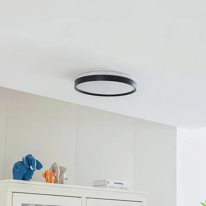 Lindby Deckenleuchte Mirren - L x B x H: 38 x 38 x 6,5 cm, schwarz