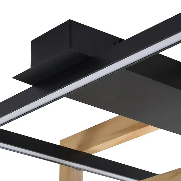 Lindby Deckenleuchte Holamu - L x B x H: 46 x 46 x 14,5 cm, schwarz, schwarz
