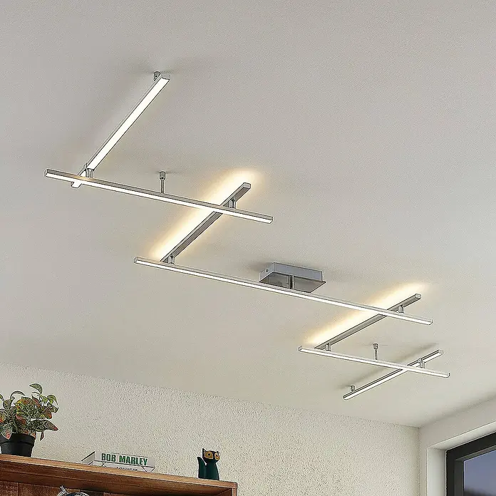Lindby Deckenleuchte Kerem - L x B x H: 345 x 58 x 7 cm, alu / grau / zink