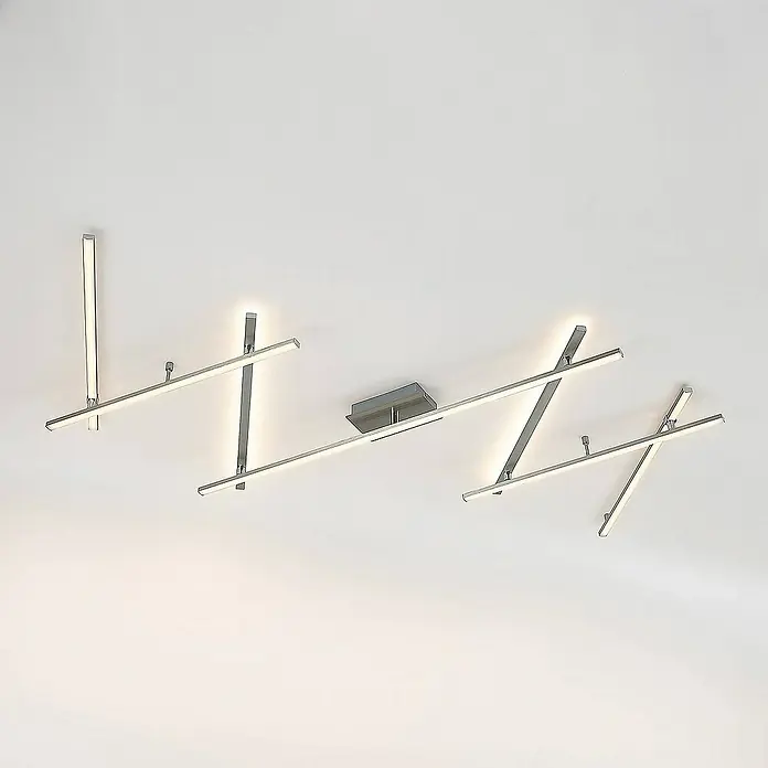 Lindby Deckenleuchte Kerem - L x B x H: 345 x 58 x 7 cm, alu / grau / zink