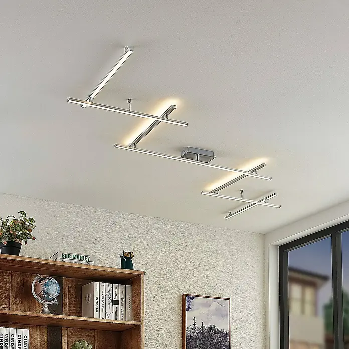 Lindby Deckenleuchte Kerem - L x B x H: 345 x 58 x 7 cm, alu / grau / zink