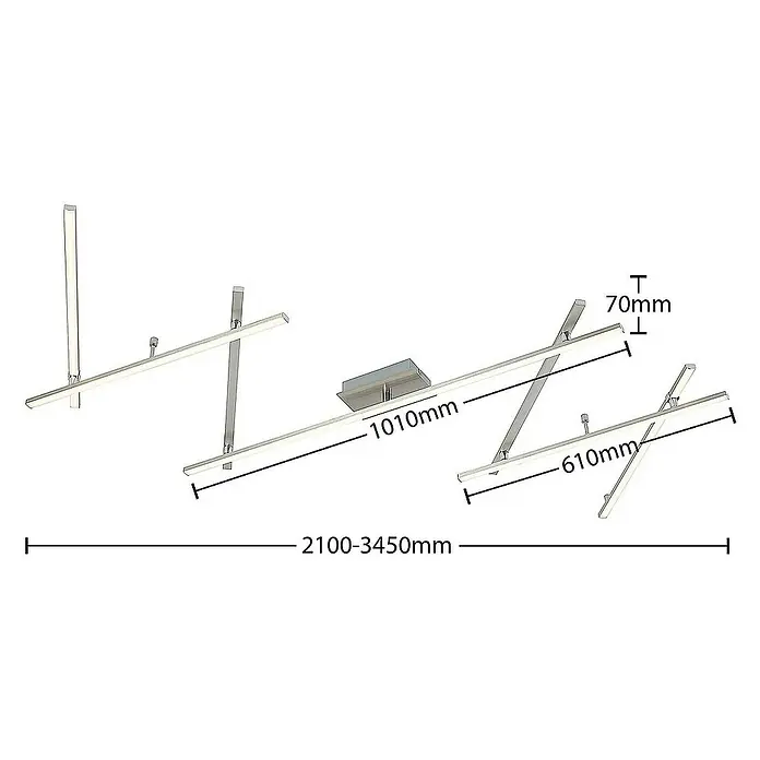 Lindby Deckenleuchte Kerem - L x B x H: 345 x 58 x 7 cm, alu / grau / zink