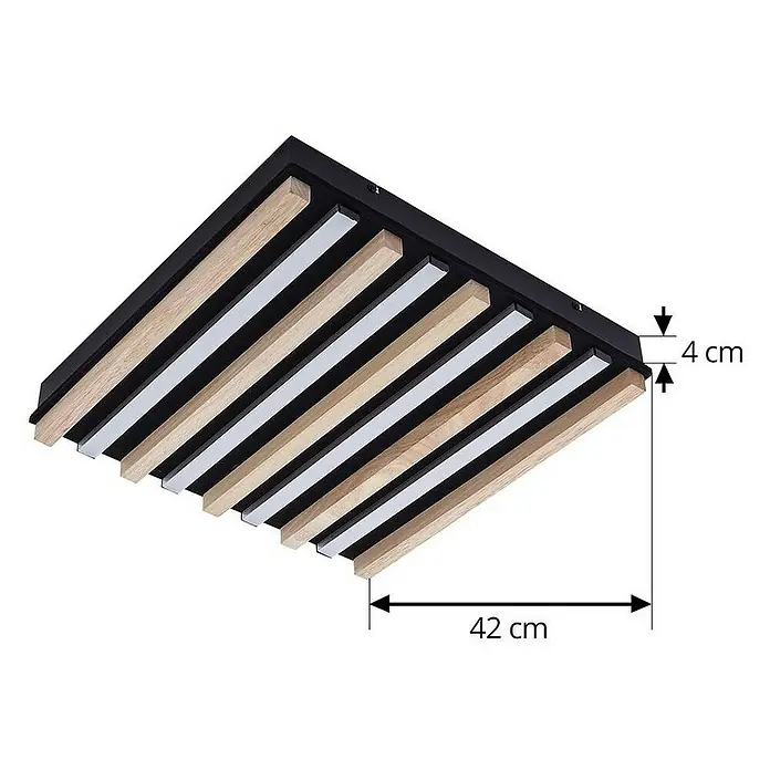 Lindby Deckenleuchte Firka - L x B x H: 42 x 42 x 7 cm, Holz hell