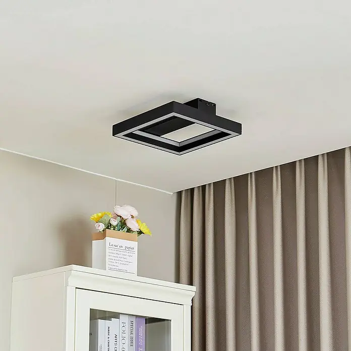 Lucande Deckenleuchte Tjado - L x B x H: 30 x 30 x 7,7 cm, schwarz, schwarz