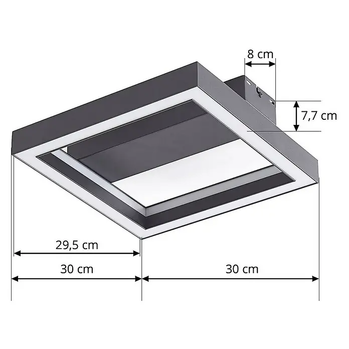 Lucande Deckenleuchte Tjado - L x B x H: 30 x 30 x 7,7 cm, schwarz, schwarz