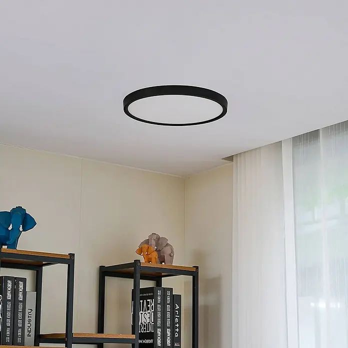 Lindby Deckenleuchte Pravin - L x B x H: 40 x 40 x 2,5 cm, schwarz