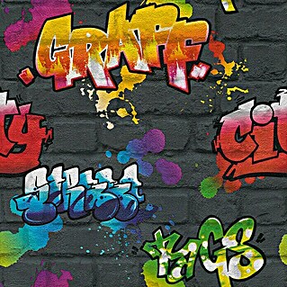 Rasch Papiertapete Graffiti (Bunt, Motiv, 10,05 x 0,53 m)