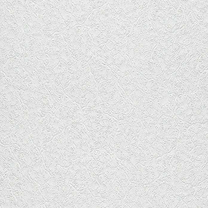 Rasch Papiertapete Aderstruktur - Weiß, Uni, 10,05 x 0,53 m - Nahaufnahme einer strukturierten, weißen Tapete, die eine subtile, aber fühlbare Textur aufweist und ein elegantes Wanddesign zeigt.