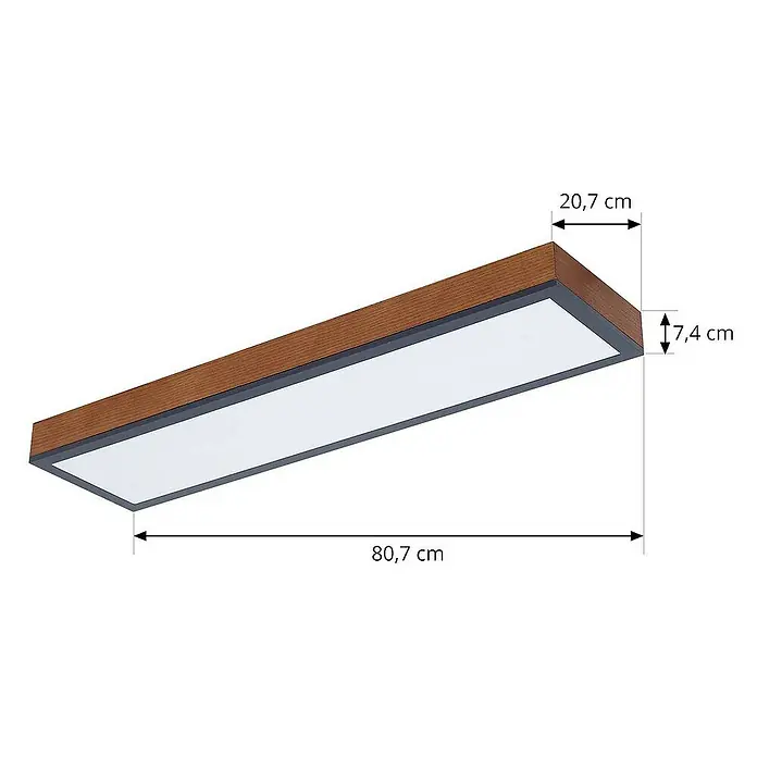Lindby Deckenleuchte Laviona - L x B x H: 80 x 20 x 7,8 cm, Holz hell