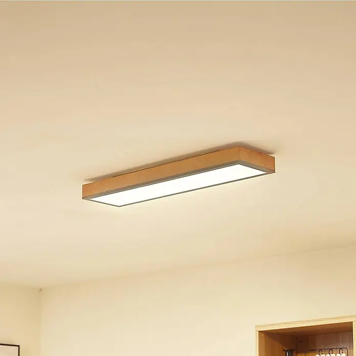 Lindby Deckenleuchte Laviona - L x B x H: 80 x 20 x 7,8 cm, Holz hell