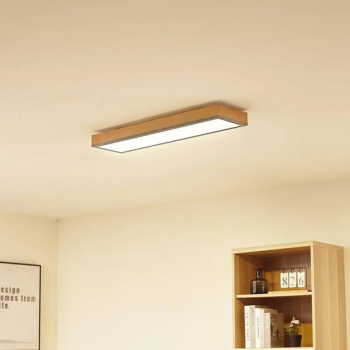 Lindby Deckenleuchte Laviona - L x B x H: 80 x 20 x 7,8 cm, Holz hell