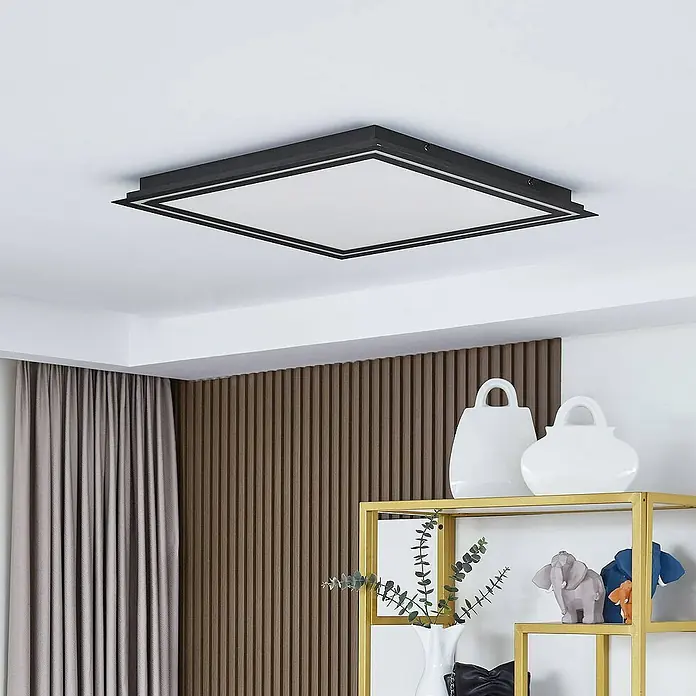Lucande Deckenleuchte Leicy - L x B x H: 64 x 64 x 4,65 cm, schwarz