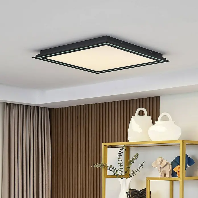 Lucande Deckenleuchte Leicy - L x B x H: 64 x 64 x 4,65 cm, schwarz