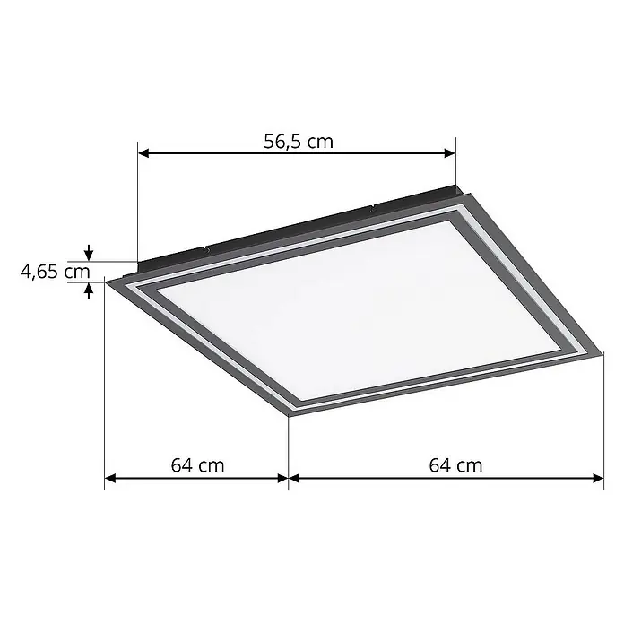 Lucande Deckenleuchte Leicy - L x B x H: 64 x 64 x 4,65 cm, schwarz