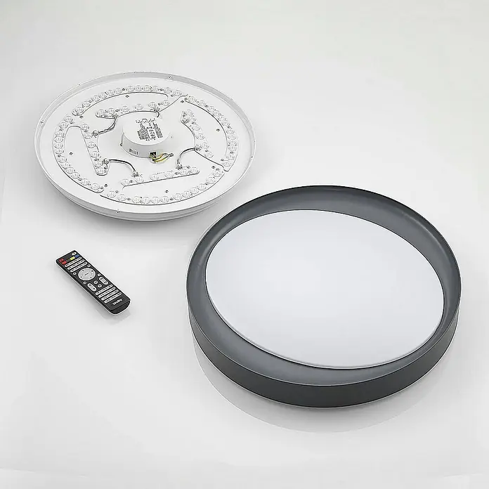 Lindby Deckenleuchte Alyano - alu / grau / zink, weiß / opal