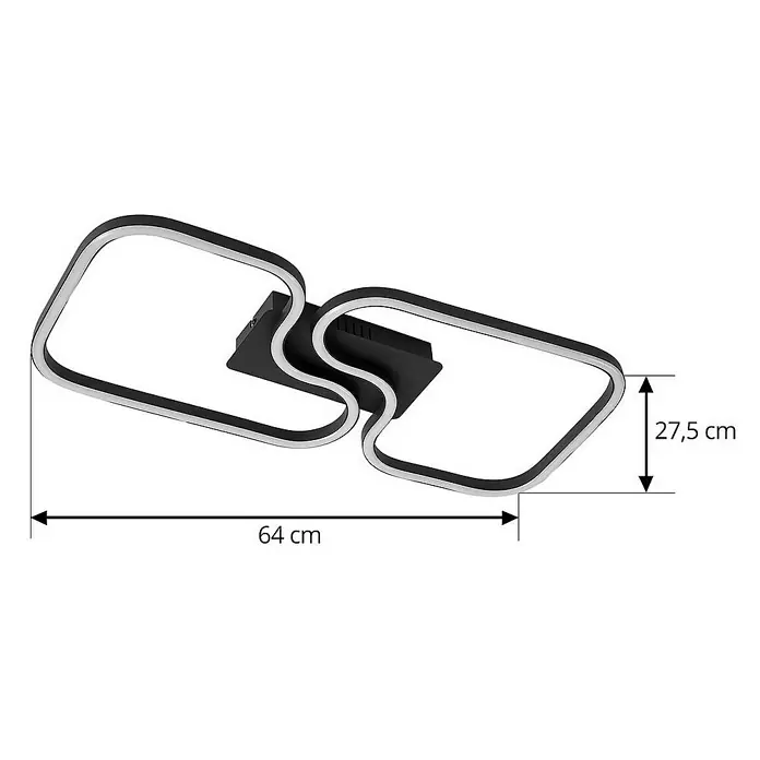 Lucande Deckenleuchte Amiya - L x B x H: 64 x 27,5 x 6,2 cm, schwarz