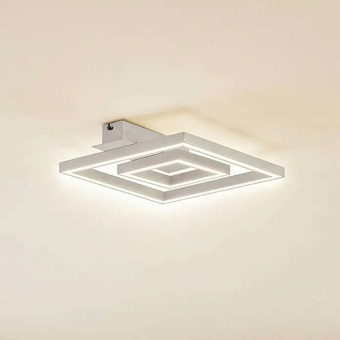 Lindby Deckenleuchte Madamo - L x B x H: 30 x 30 x 6 cm, weiß / opal, weiß / opal