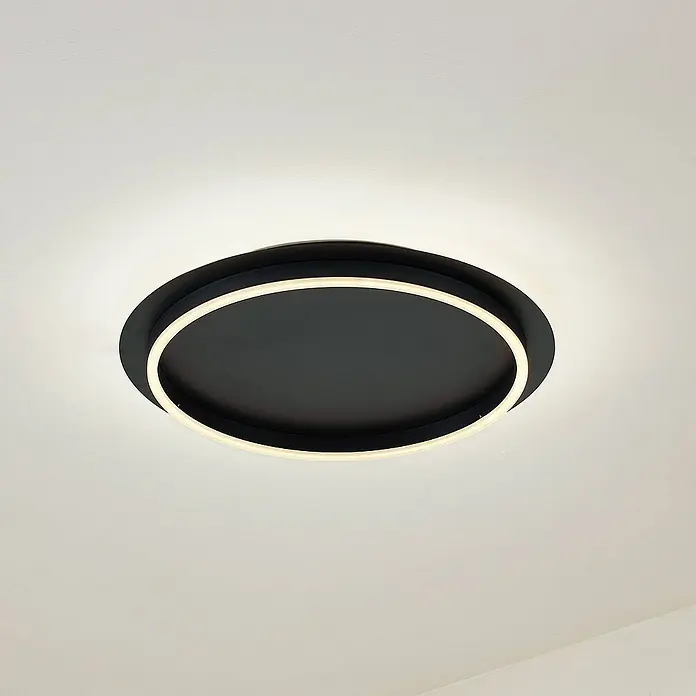 Lindby Deckenleuchte Kunis - L x B x H: 46 x 46 x 6,2 cm, schwarz