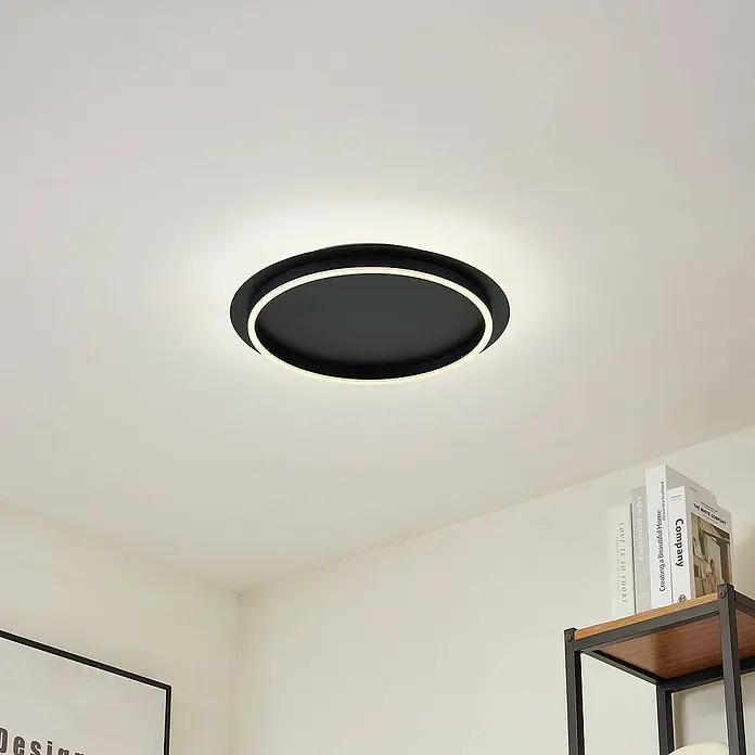 Lindby Deckenleuchte Kunis - L x B x H: 46 x 46 x 6,2 cm, schwarz