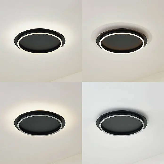 Lindby Deckenleuchte Kunis - L x B x H: 46 x 46 x 6,2 cm, schwarz
