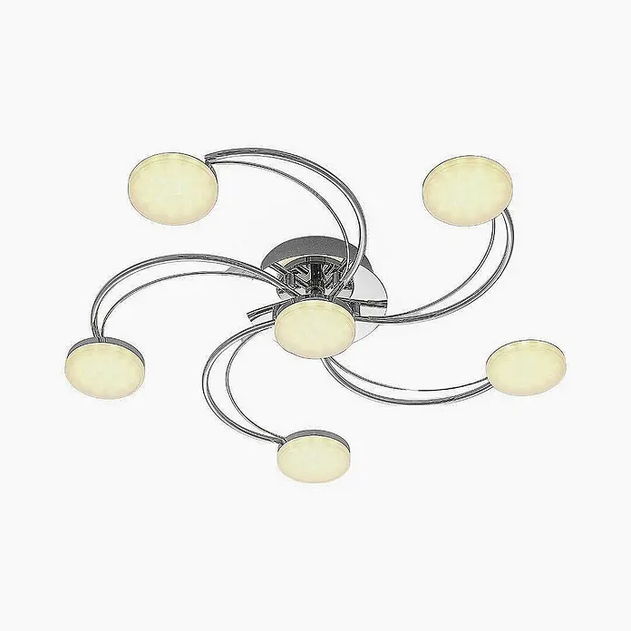 Lindby Deckenleuchte Rouven - L x B x H: 60 x 60 x 9 cm, chrom / silber