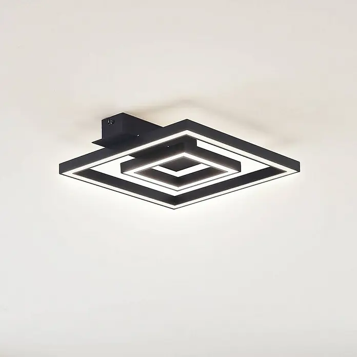 Lindby Deckenleuchte Madamo - L x B x H: 30 x 30 x 6 cm, schwarz, schwarz