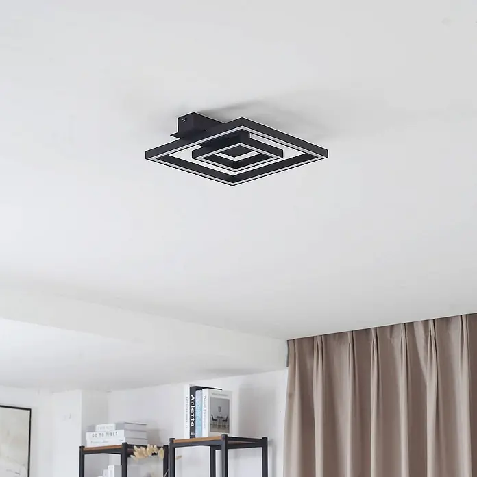 Lindby Deckenleuchte Madamo - L x B x H: 30 x 30 x 6 cm, schwarz, schwarz
