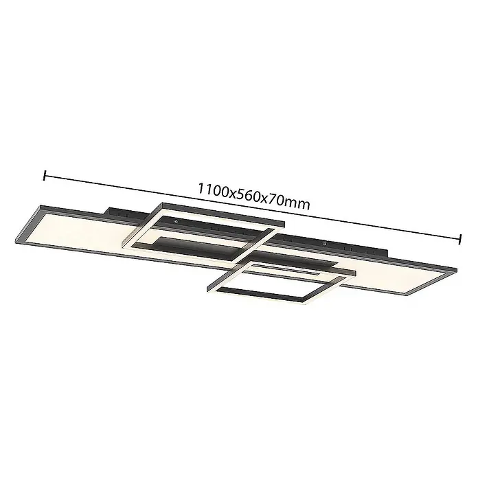 Lucande Deckenleuchte Narumi - L x B x H: 110 x 56 x 7 cm, schwarz, schwarz