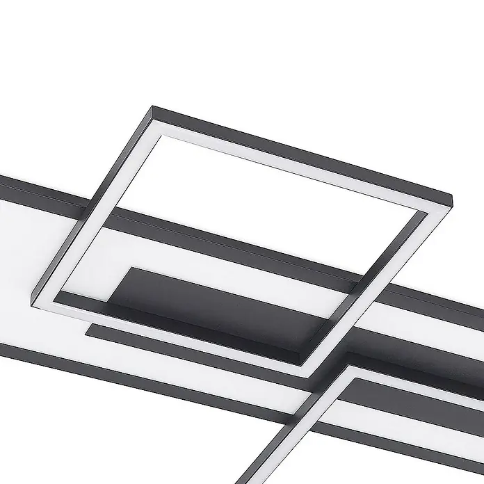 Lucande Deckenleuchte Narumi - L x B x H: 110 x 56 x 7 cm, schwarz, schwarz