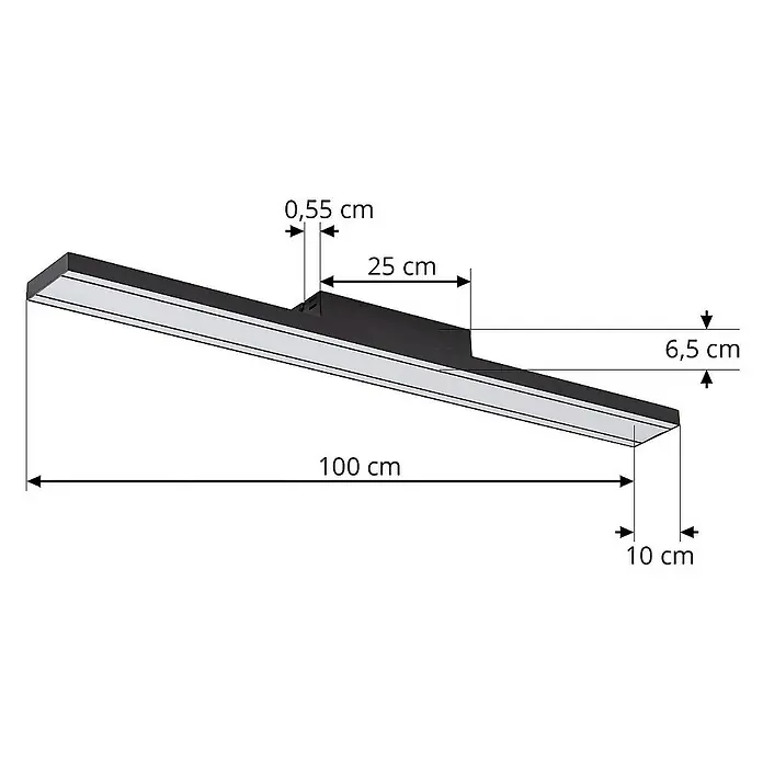 Lucande Deckenleuchte Leicy - L x B x H: 100 x 10 x 6,5 cm, schwarz