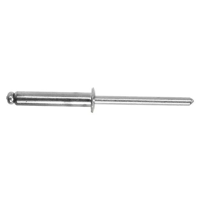 Marinetech Blindniete - Ø x L: 5 x 12 mm, Edelstahl, A2 - Nahaufnahme einer silberfarbenen Blindniete, einem Befestigungselement für verschiedene Anwendungen.