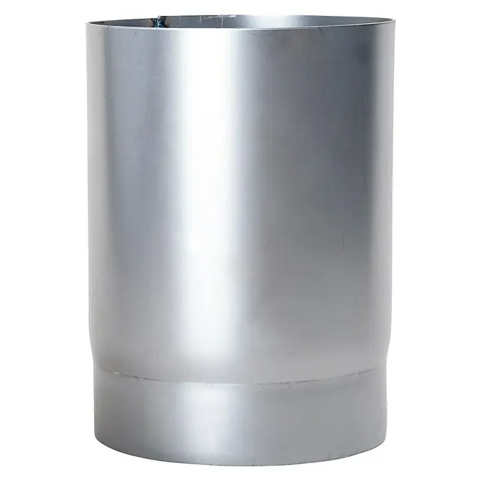 Ofenrohr - Ø x L: 120 x 150 mm, Unlackiert, Silber - Silbernes Ofenrohr-Verbindungsstück für eine sichere und effiziente Rauchableitung. Robuste Konstruktion für den langfristigen Einsatz.