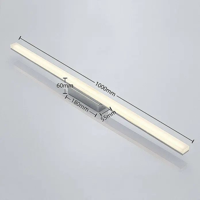 Lindby Deckenleuchte Levke - L x B x H: 100 x 5,5 x 5,8 cm, chrom / silber, weiß / opal
