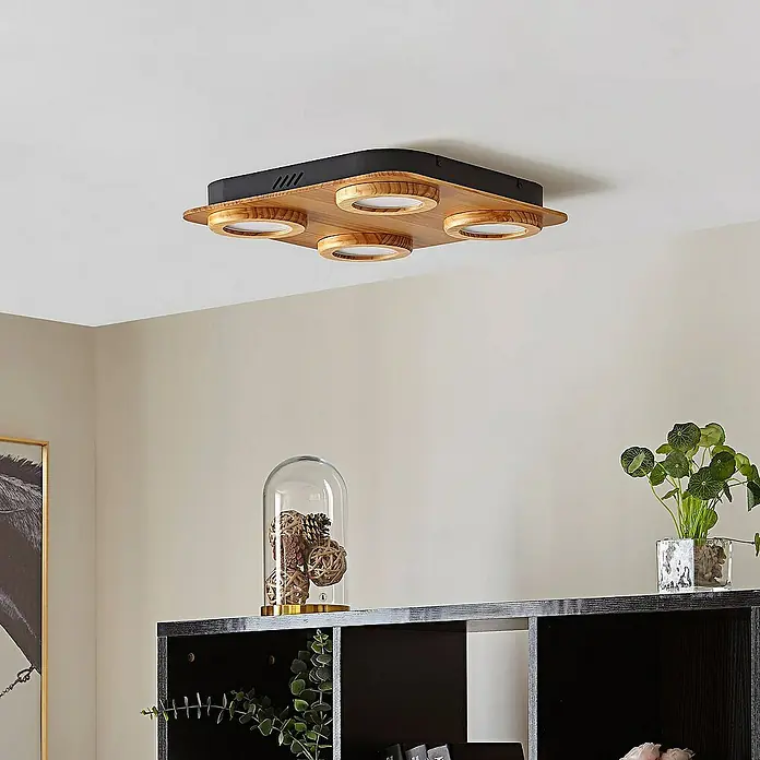 Lindby Deckenleuchte Joren - Holz hell