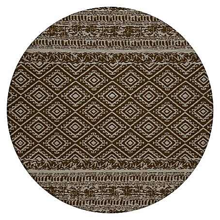 Kayoom Outdoor-Teppich Sunny Rund 100 (120 cm, 100% Polyester, Braun, Beige)
