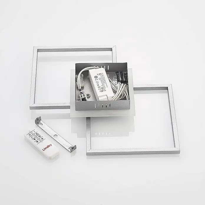 Lindby Deckenleuchte Fjardo - alu / grau / zink