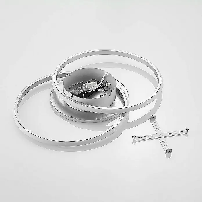 Lucande Deckenleuchte Senne - L x B x H: 63 x 43 x 7 cm, alu / grau / zink