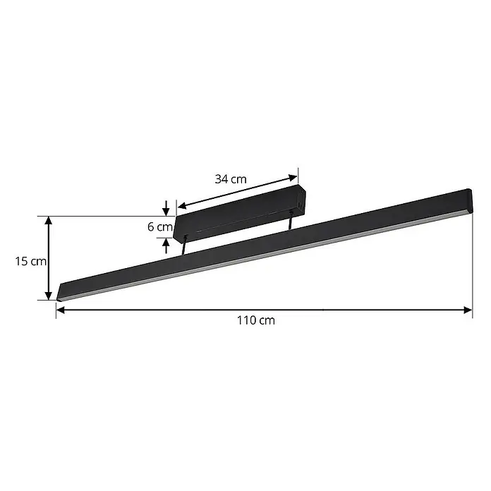 Lucande Deckenleuchte Mylosh - L x B x H: 110 x 3,5 x 15 cm, schwarz