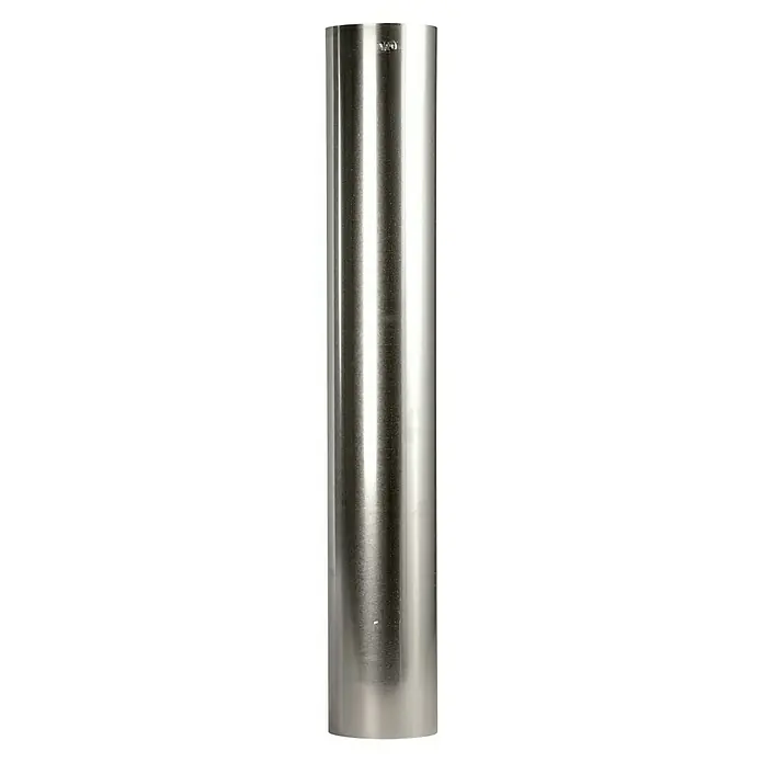 Bertrams Ofenrohr - Ø x L: 110 x 500 mm, Feueraluminiert, Silbergrau - Bild einer glänzenden Metallsäule, ideal für Innenarchitektur und Bauprojekte, die eine moderne Note benötigen.