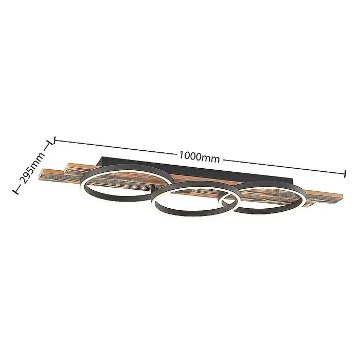 Lindby Deckenleuchte Sentoa - L x B x H: 100 x 29,5 x 10 cm, Holz hell