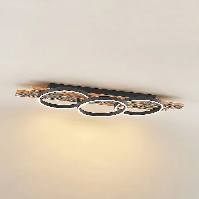 Lindby Deckenleuchte Sentoa - L x B x H: 100 x 29,5 x 10 cm, Holz hell