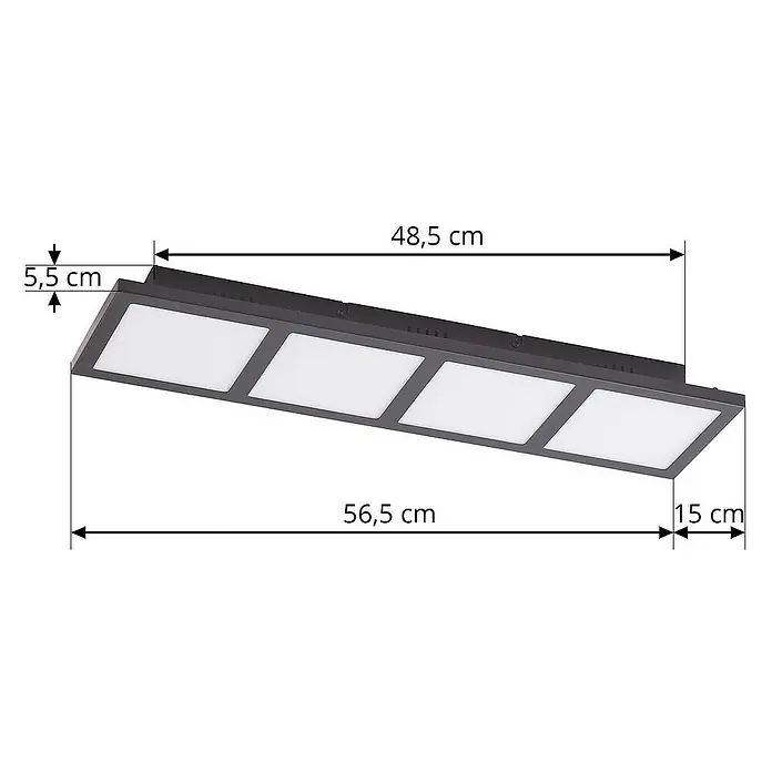 Lindby Deckenleuchte Raymie - L x B x H: 56,5 x 15 x 5,5 cm, schwarz