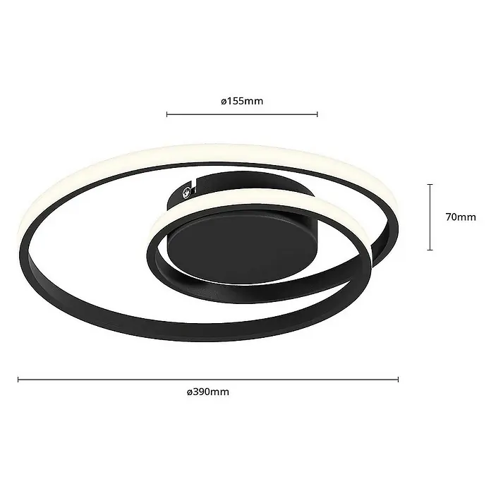 Lindby Deckenleuchte Kyron - L x B x H: 45 x 45 x 7 cm, schwarz