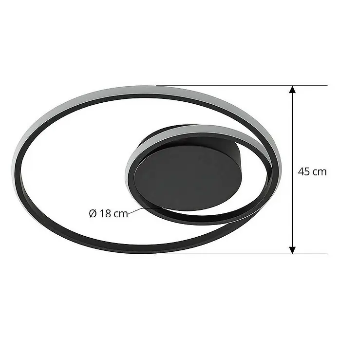 Lindby Deckenleuchte Kyron - L x B x H: 45 x 45 x 7 cm, schwarz