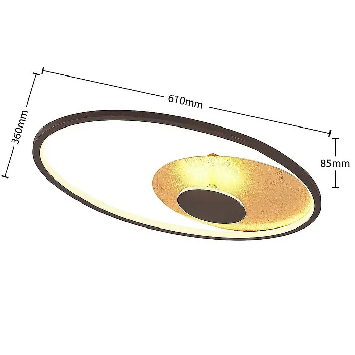 Lindby Deckenleuchte Feival - L x B x H: 61 x 36 x 8,5 cm, braun / rost