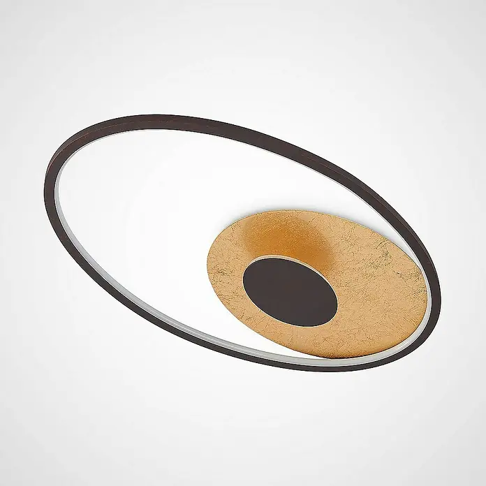 Lindby Deckenleuchte Feival - L x B x H: 61 x 36 x 8,5 cm, braun / rost